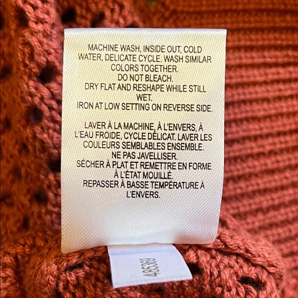 NWT REITMANS 💯 cotton terracotta short sleeve crew neck open stitch pullover - Picture 6 of 6